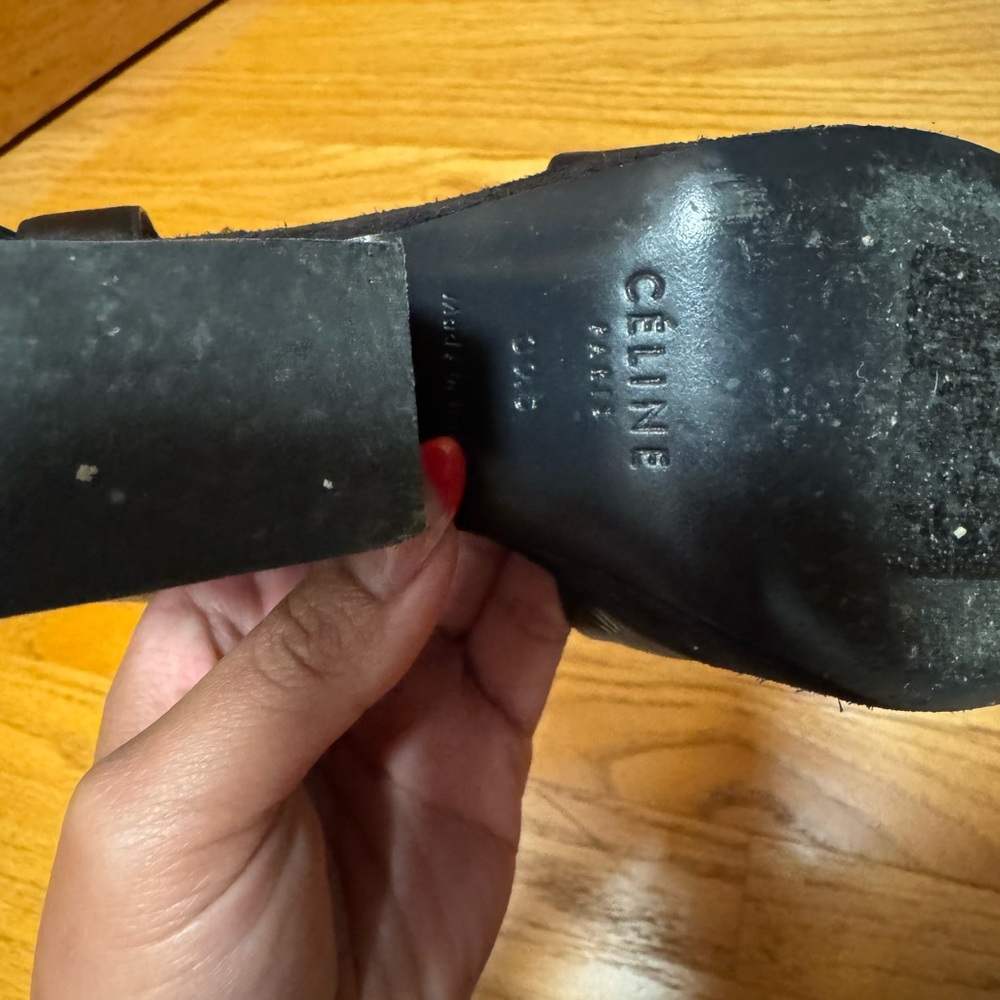 Celine Black Leather Chunky Y2K platform wedge Sandals with Gold Buckle - Picture 5 of 5